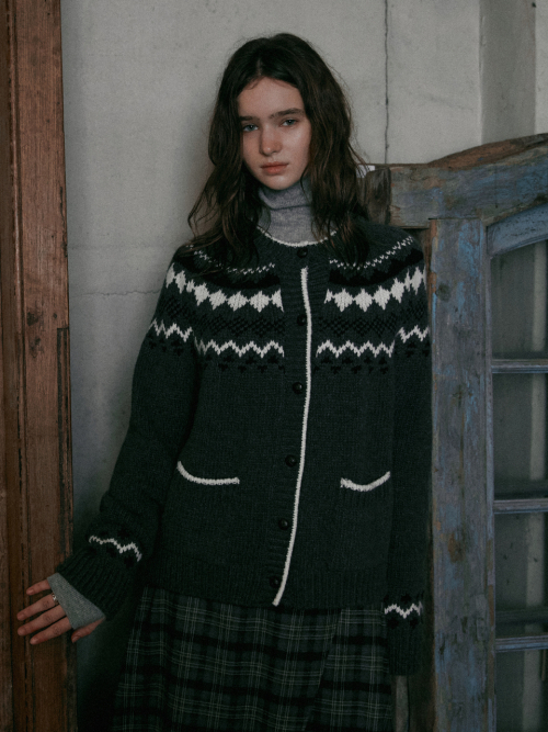 ROSY wool cowichan cardigan_GRAY