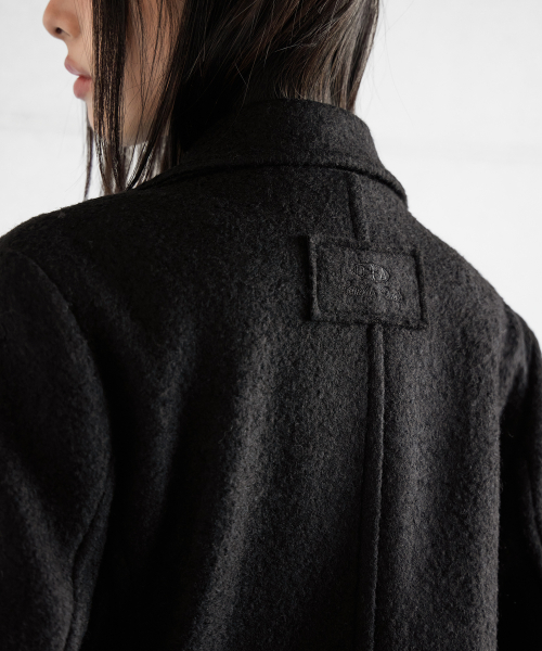 BOUCLE LOGO PATCHED WOOL JACKET, BLACK
