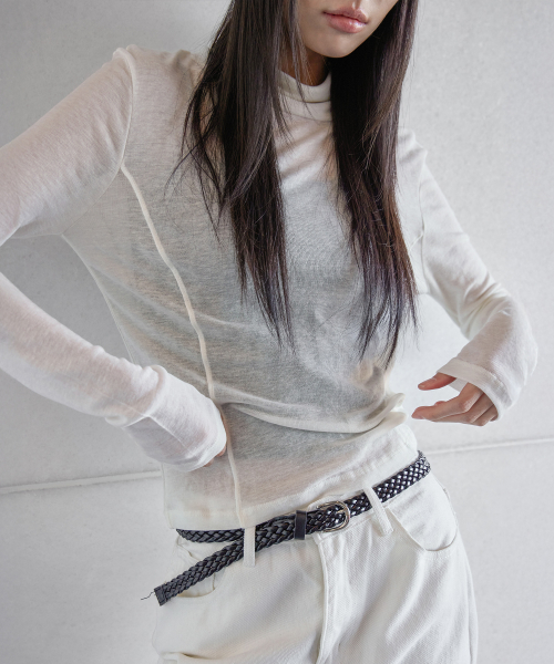 WOOL BLENDED POLA T-SHIRT, IVORY
