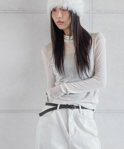 WOOL BLENDED POLA T-SHIRT, IVORY