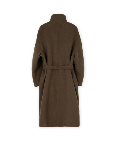 Pure Wool Stand Collar Coat, Brown