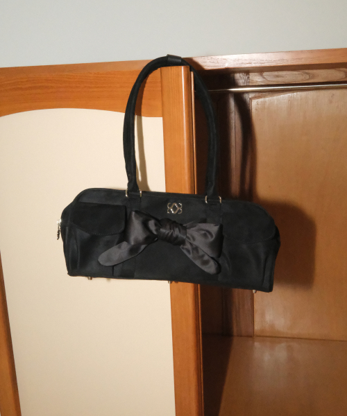 Bow Pottie Bag (Suede Black)