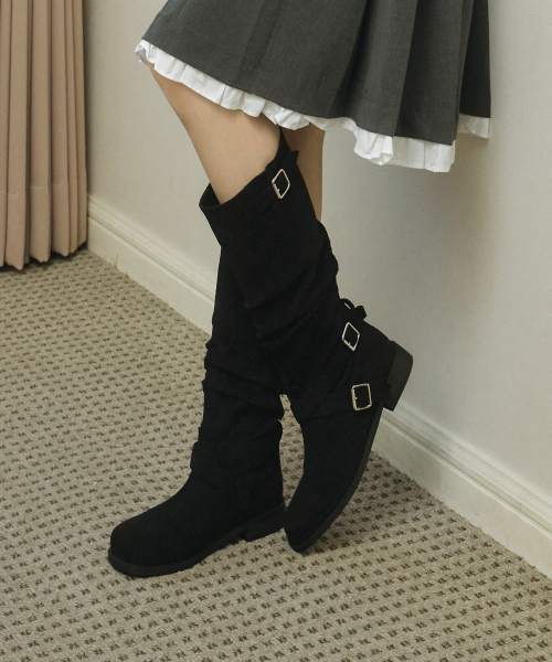 Layer Buckle Mid Boots (att6020)