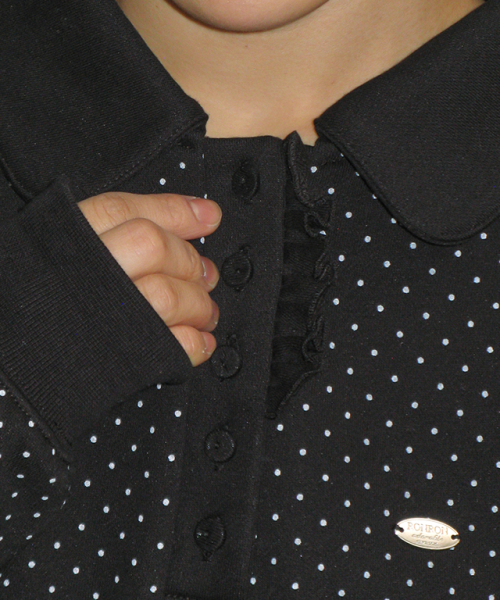DOT FRILL HENRYNECK SWEATSHIRT BLACK