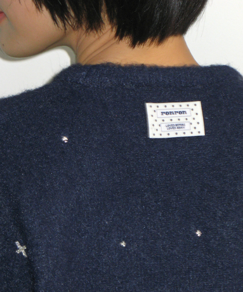 HAIRY PEARL EMBROIDERY KNIT NAVY
