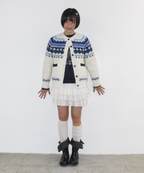 NORDIC FAIR ISLE KNIT CARDIGAN IVORY