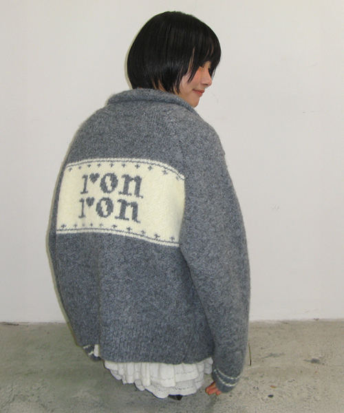 R HOUSE COWICHAN KNIT ZIP UP GREY