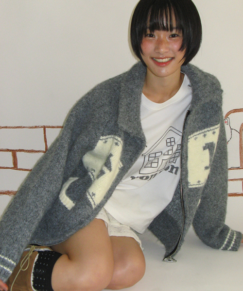 R HOUSE COWICHAN KNIT ZIP UP GREY