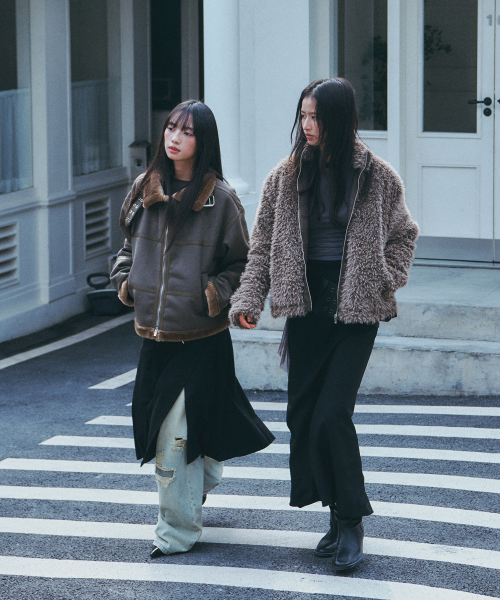 하이넥 소프트 퍼 우먼즈 풀오버 오버핏 집업 자켓 _3COLOR