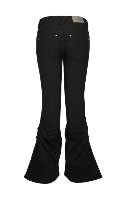 AXIS PINTUCK LOWRISE BOOTS CUT PANTS , BLACK