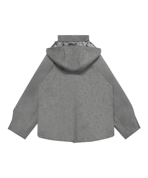 HOODED DOUBLE HALF COAT GREY
