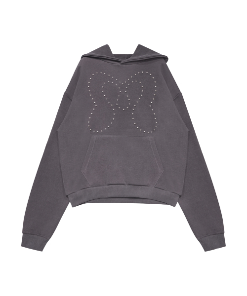 SYMBOL STUD PIGMENT HOODIE CHARCOAL