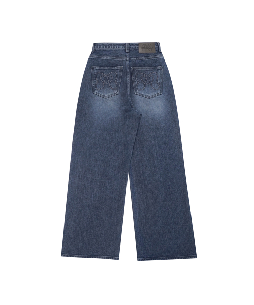 STITCH LINE WIDE DENIM PT BLUE