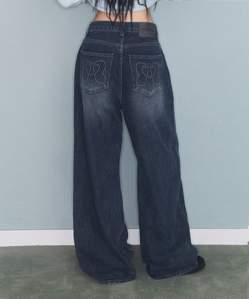 STITCH LINE WIDE DENIM PT DARK NAVY