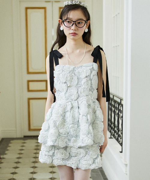 Silver Floral Ribbon Top