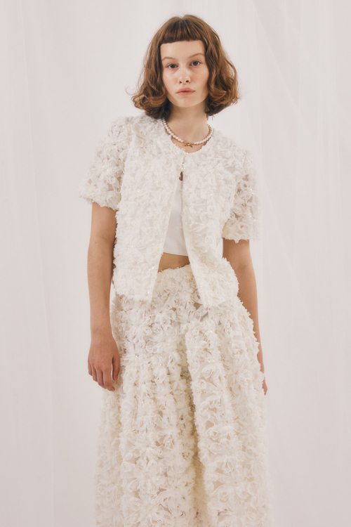 White Floral Tulle Skirt