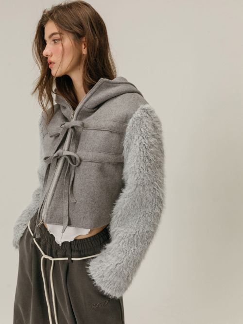 SHEARLING WOOL COAT / GREY