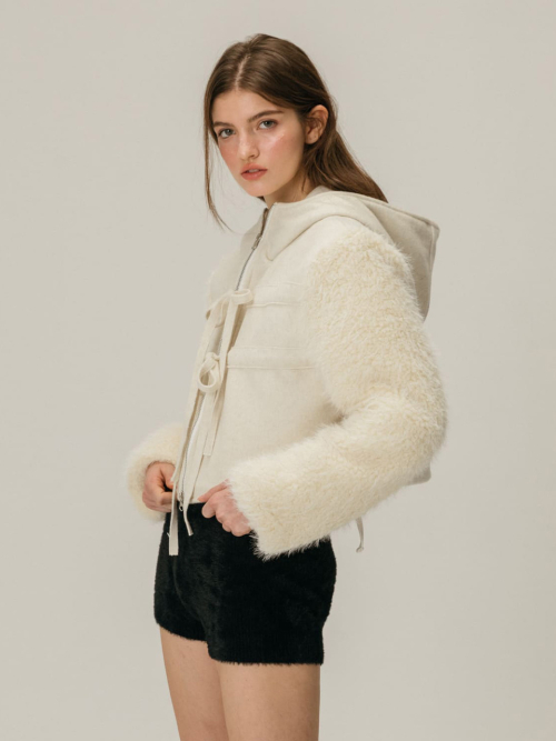 SHEARLING WOOL COAT / IVORY