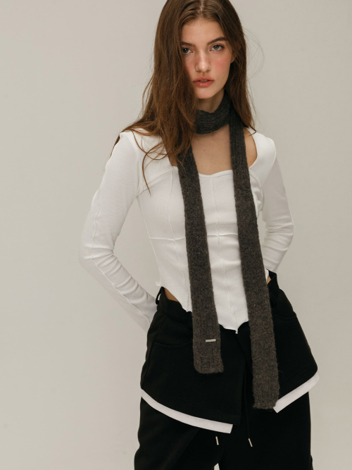 CARGO LAYERED SKIRT PANTS / BLACK