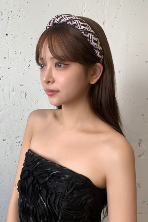Pink Check Tweed Hairband