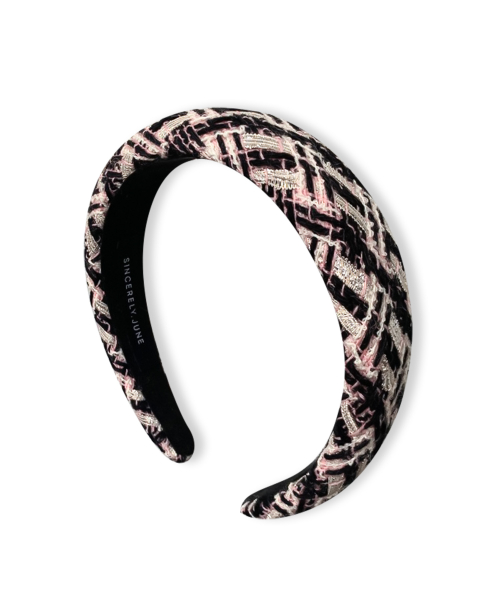 Pink Check Tweed Hairband