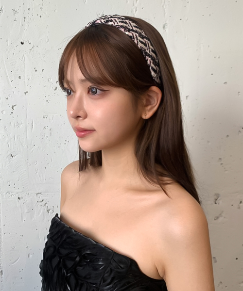 Pink Check Tweed Hairband
