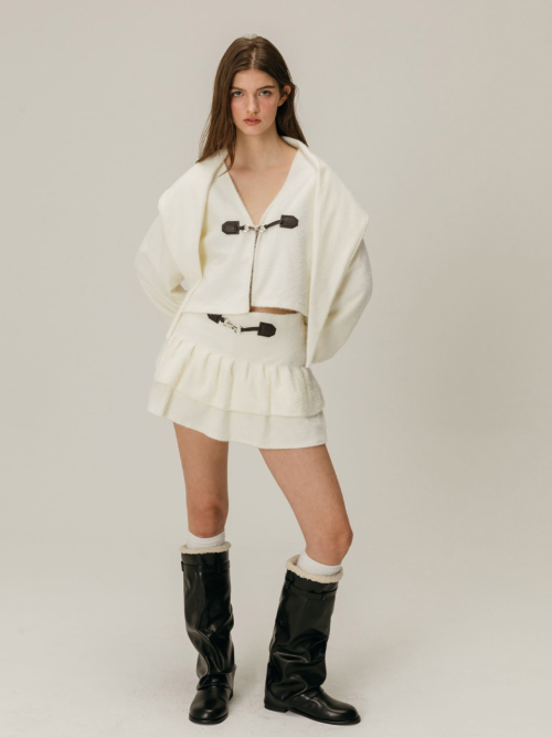 BUCKLE SNOWFLAKE CARDIGAN SET / IVORY