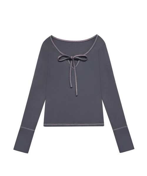 STITCH RIBBON T CHARCOAL