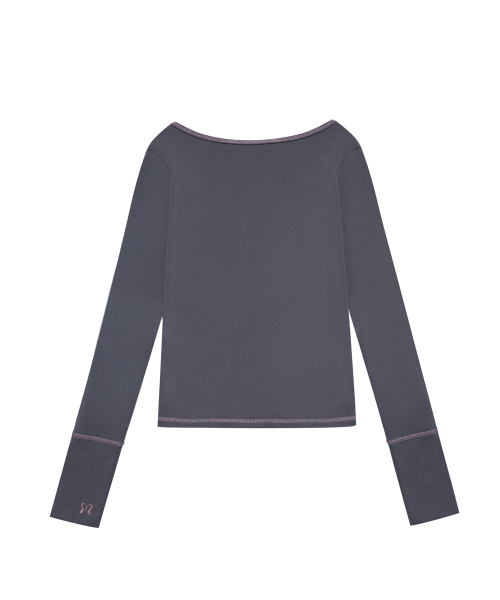 STITCH RIBBON T CHARCOAL