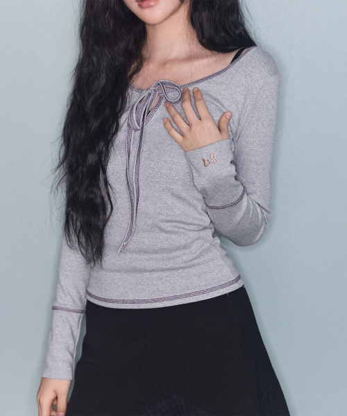 STITCH RIBBON T GREY