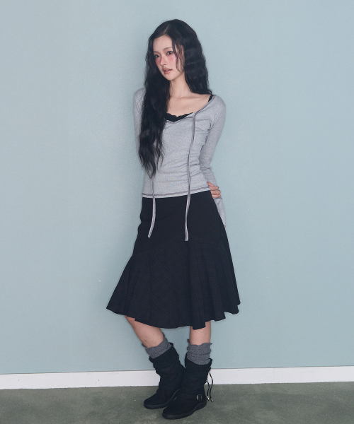 STITCH RIBBON T GREY