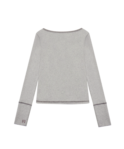 STITCH RIBBON T GREY
