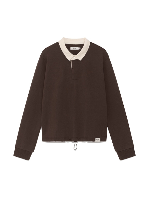 G CONTRAST POLO LONG SLEEVE (BROWN)
