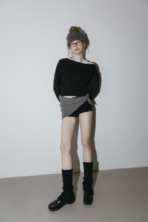 [RABBIT FUR] COIN HAIR BANDANA_CHARCOAL
