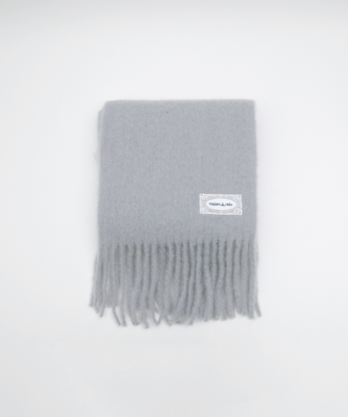 LACE LABEL HAIRY MUFFLER GRAY