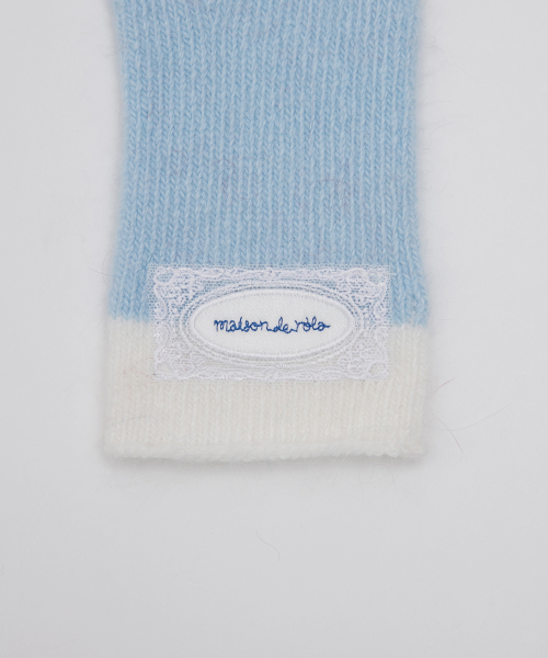 LACE LABEL TWO-TONE GLOVES SKY