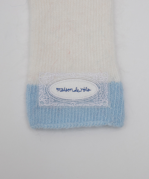 LACE LABEL TWO-TONE GLOVES IVORY