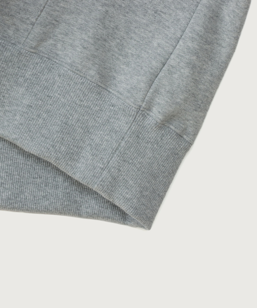 여성 스몰 스크립트 로고 루즈핏 기모 후드 티셔츠 Oxford Grey