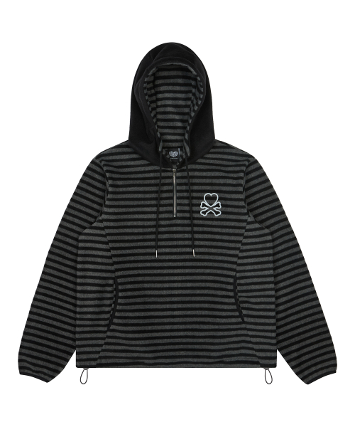 EV HALF ZIP FLEECE HOODIE(BLACK)
