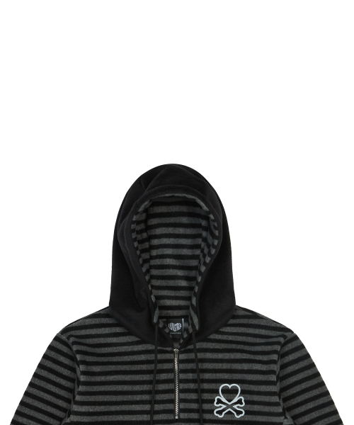EV HALF ZIP FLEECE HOODIE(BLACK)