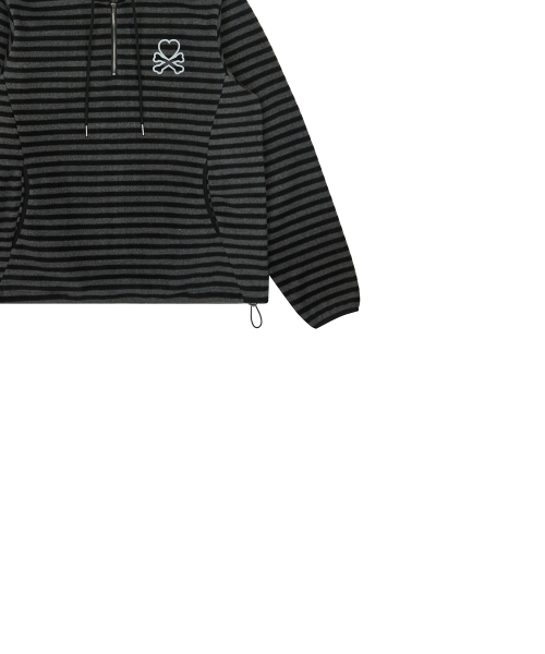 EV HALF ZIP FLEECE HOODIE(BLACK)