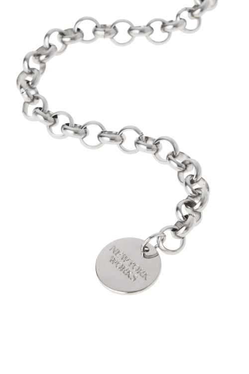[TITANIUM] ROUND WEAVE CHAIN BELT_SILVER