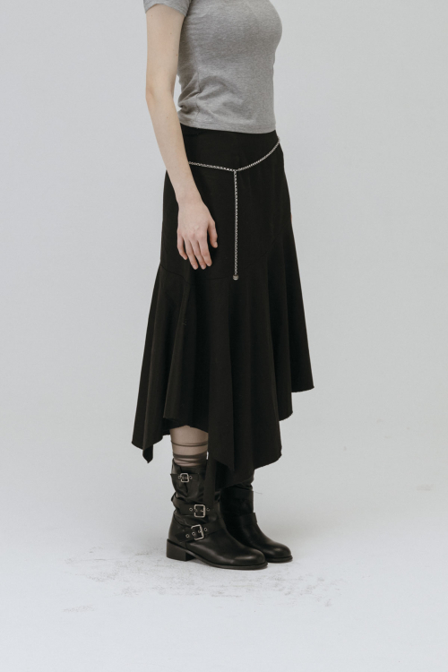 [TITANIUM] ROUND WEAVE CHAIN BELT_SILVER