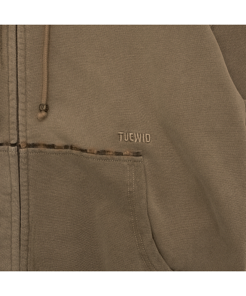 tuewid classic embroidery set up zip-up in umber