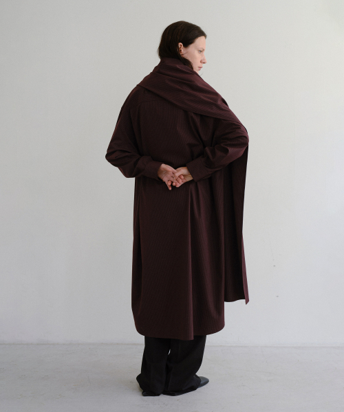 LENAIRE SCARF SHIRT DRESS (BLACK CHERRY STRIPE)