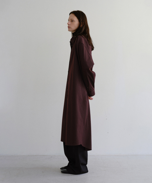 LENAIRE SCARF SHIRT DRESS (BLACK CHERRY STRIPE)