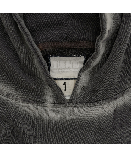 Tuewid croped hoodie in washed peppercorn