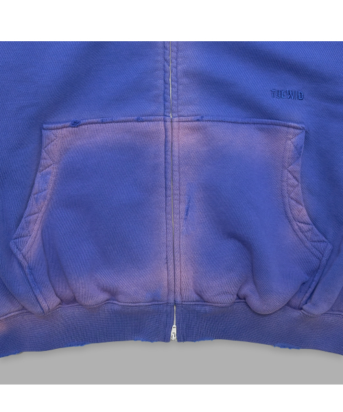 Tuewid classic embroidery zip-up in blueberry blue