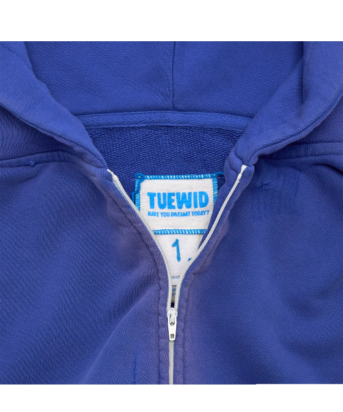 Tuewid classic embroidery zip-up in blueberry blue