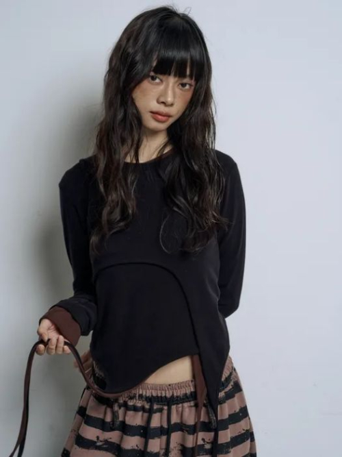 UNBAL STRING DOUBLE LOOP TOP T-SHIRT 3COLOR